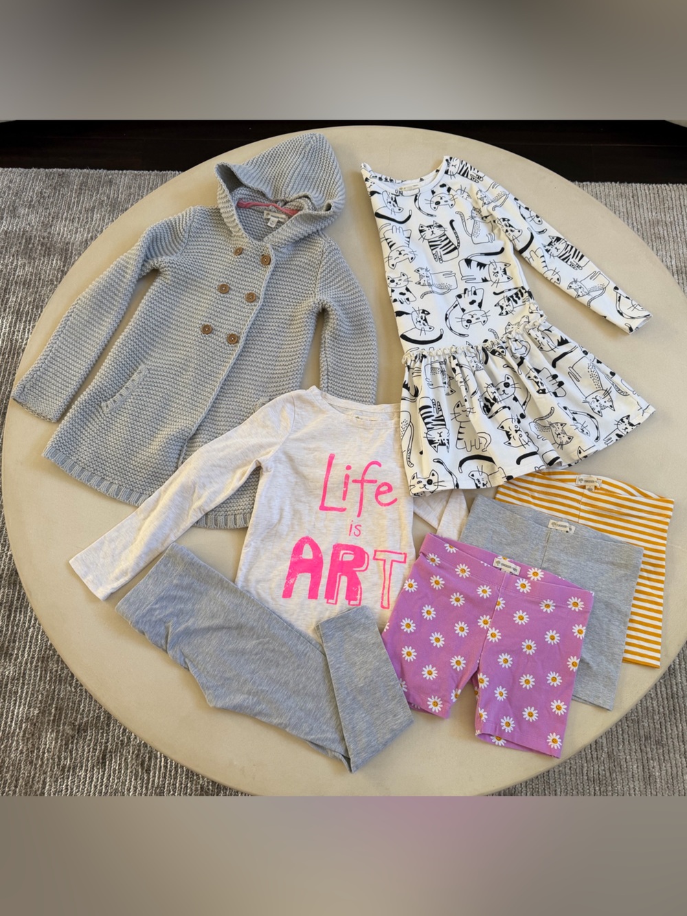 Tucker + Tate Bundle 7Pcs Knit Cardigan, Super Soft Leggings and Cotton Dress